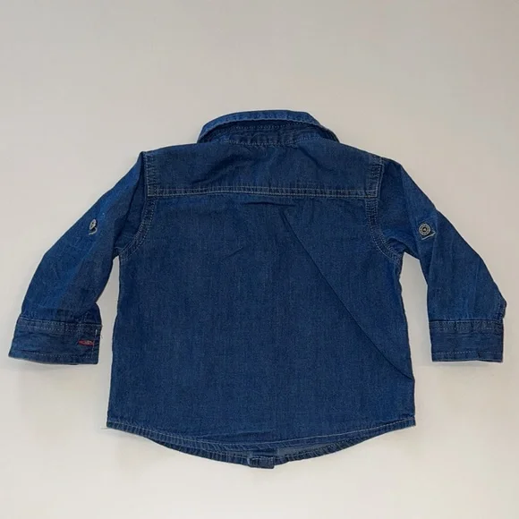 Calvin Klein Denim Button Down Shirt Size 12M EUC - Picture 9 of 11